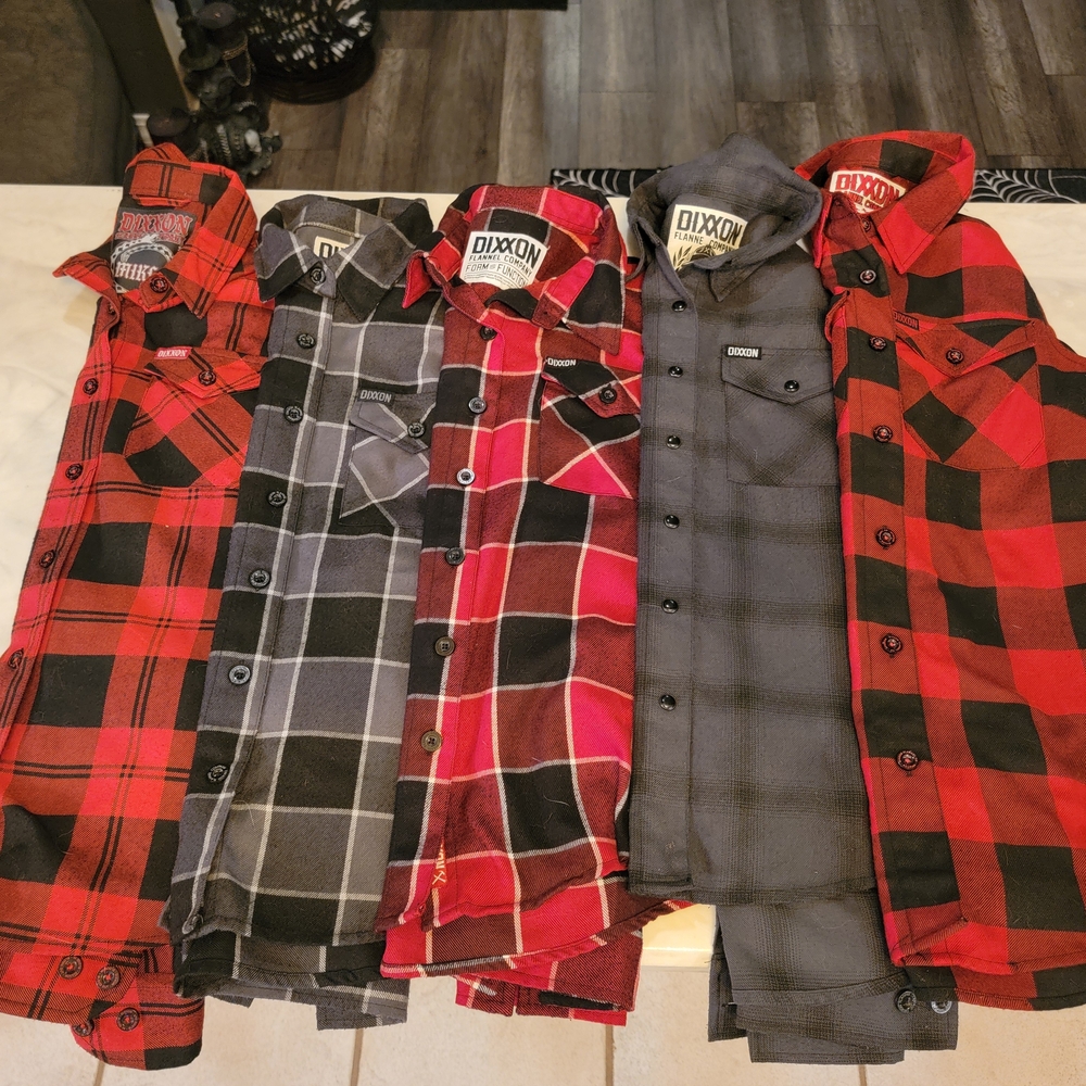 DIXXON Women's Casual Flannel Shirts - Red, Black, Gray
